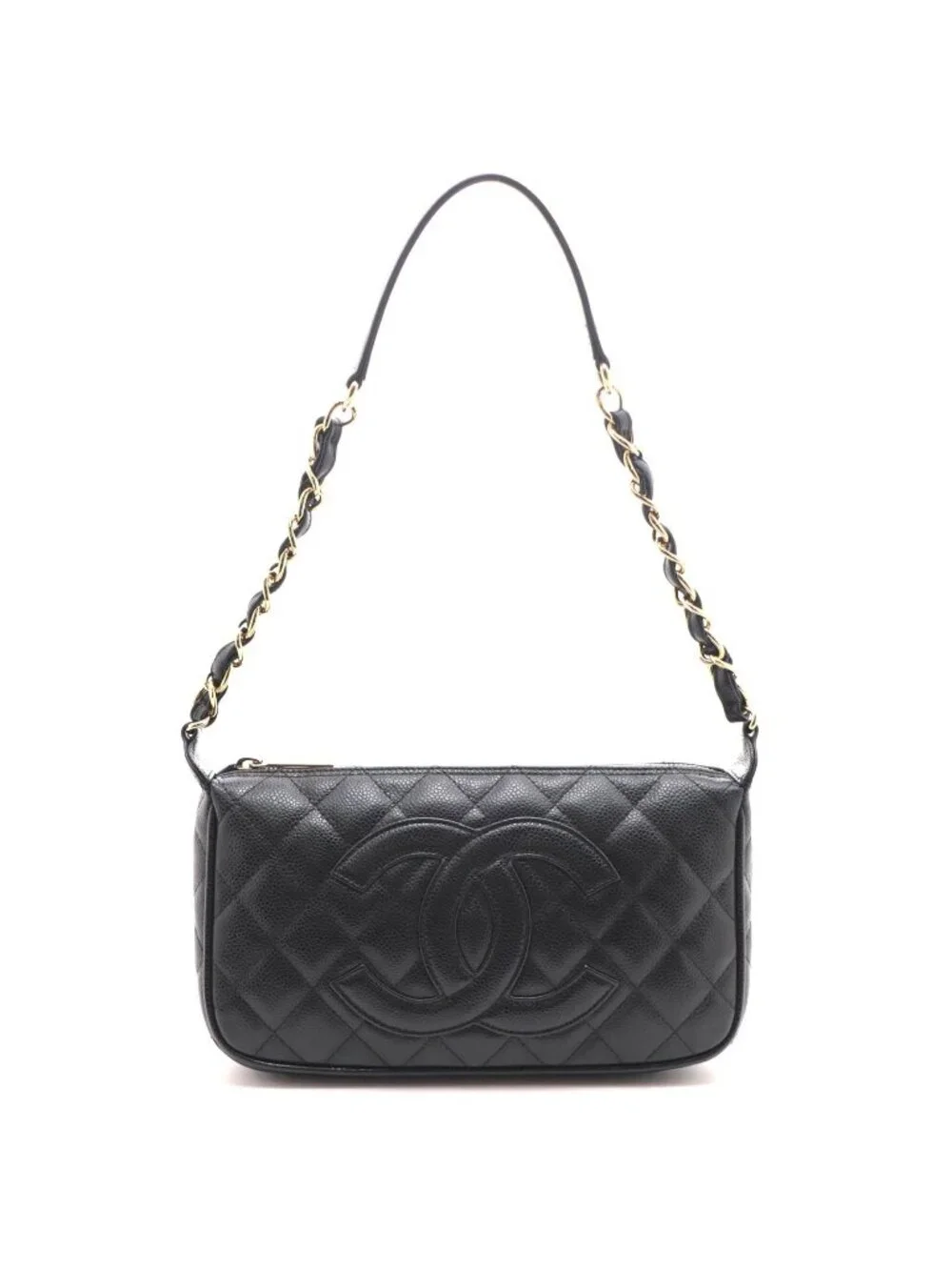 Chanel Quilted Chain Shoulder Black Caviar Bag